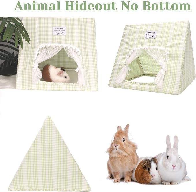 Small Pet Habitat Bundle - Snow-Themed Chew Toy & Large Hideout for Chinchillas, Rabbits, Ferrets