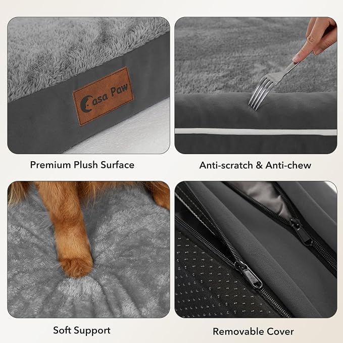 Orthopedic Dog Beds for Medium Sized Dogs, Waterproof Egg Crate Foam Medium Dog Couch Beds for Crate 35x22Inch, Washable Pet Beds with Removable Cover and Nonskid Bottom, Dark Grey