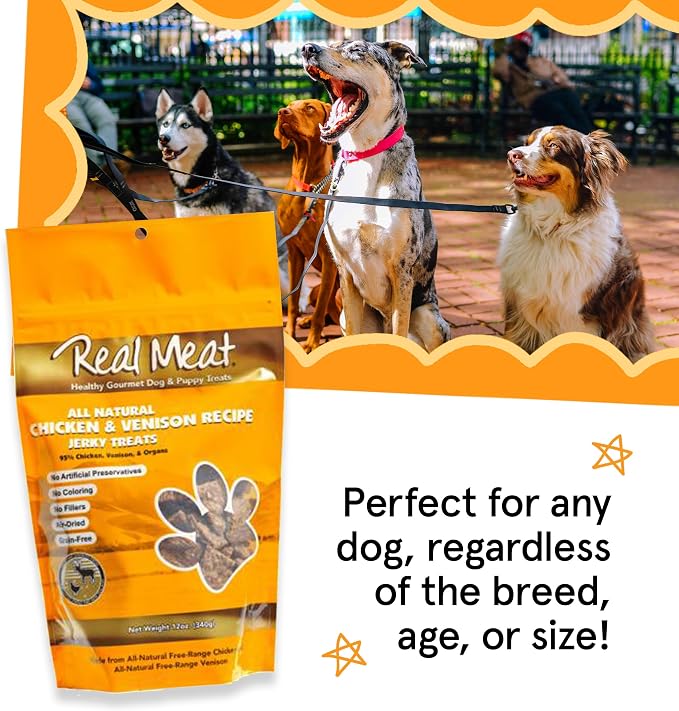 TRMC Real Meat Dog Treats - Three 12oz Bag of Bite-Sized Air-Dried Venison & Chicken Jerky for Dogs - Grain-Free Jerky Treats with 95% Free-Range Venison & Chicken - All-Natural Treats
