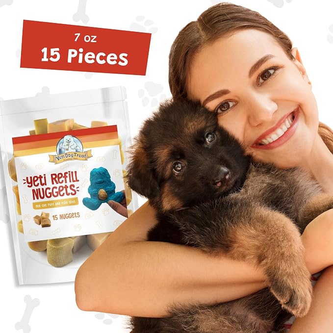 Yeti Refill Nuggets for Puff and Play Dog Toys - Natural Himalayan Yak Cheese Treats, Promotes Dental Health, Suitable for All Dogs, Ideal for Interactive Chew Toys and Dispensers, 15 Pieces, 7 Oz
