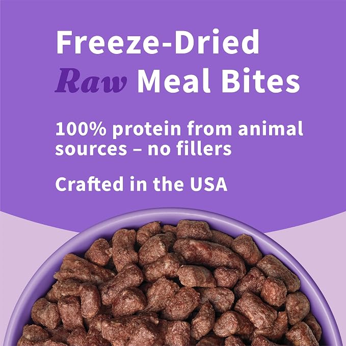 Halo Freeze-Dried Raw Dog Food, Turkey Recipe Meal Bites, Grain Free Real Meat Nutrition & Natural Energy, 100% Animal Protein Source for Adult Dogs, 14 oz Bag