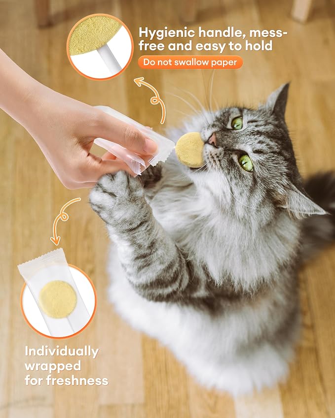 50 Pack Freeze Dried Cat Lollipop Treats, 5 Flavors, 70% High Protein Natural Cat Treats for Hairball Control & Urinary Health, Interactive Cat Toy,Cat Birthday Treats& Food Toppers