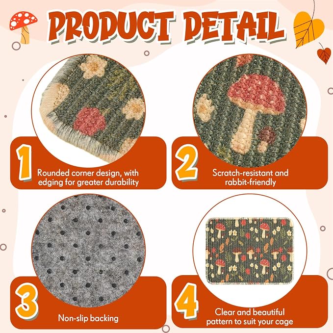 Drydiet 16 x 12 Inch 2 Pcs Rabbit Scratch Mat Natural Bunny Scratching Pad Claws and Teeth Care Rabbit Mats for Cages Chew Toys Bunny Pet Cage Bedding for Biting Sleeping Nesting