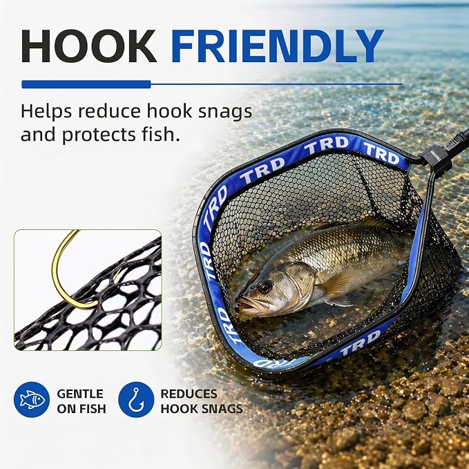 AluFloat X1 Fishing Net with Handle (Fish Net) - Floating Foldable Rubber-Coated Deep Mesh Landing Net for Bass & Fly Fishing - Fishing Gear, Kayak Accessories, Fishing Accessories