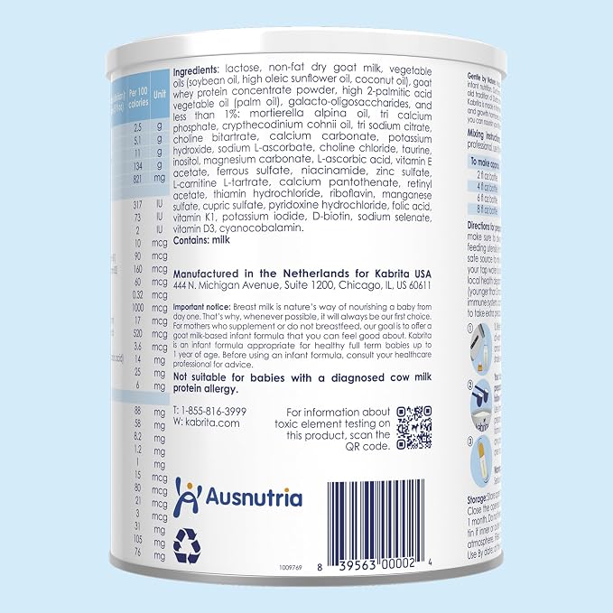 Kabrita Goat Milk-Based Infant Formula Powder, Designed for Gentle Digestion, Gentle Alternative to Cow’s Milk, with Iron, DHA, ARA & Prebiotics, for Infants 0–12 Months, Non-GMO, 28 oz (Pack of 2)