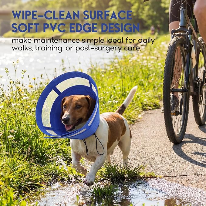 ASENKU Dog Cone Collar, Protective Recovery Dog Collar After Surgery, Comfy Adjustable Cone for Dogs to Stop Licking, Pet E-Collar for Small, Medium & Large Dogs(Blue, XL)