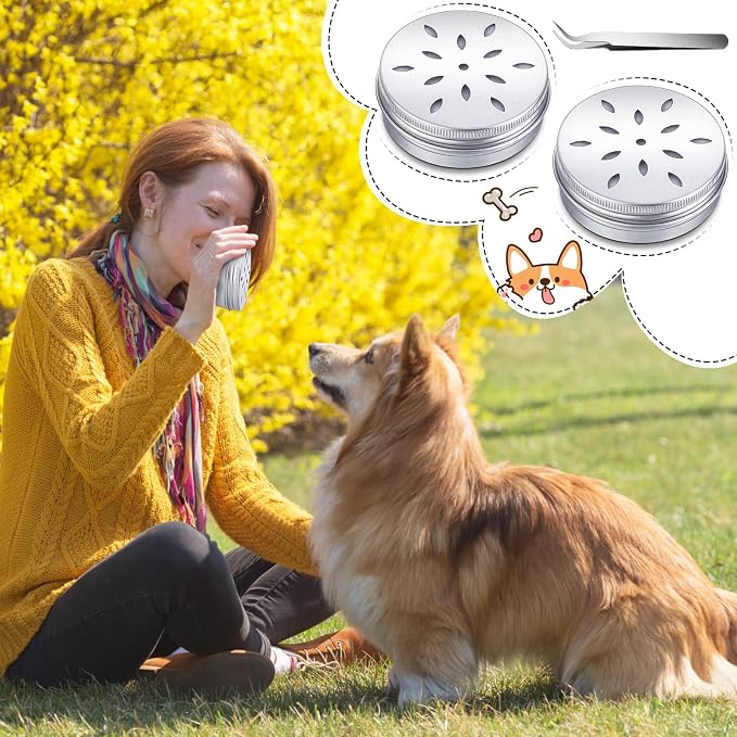 Shimeyao 59 Pcs Dog Scent Training Kit, 24 Scent Training Box Dog Nose Work Containers Aluminum Cans 24 Magnetic Dots 10 Plastic Dropper with 1 Tweezer for Work