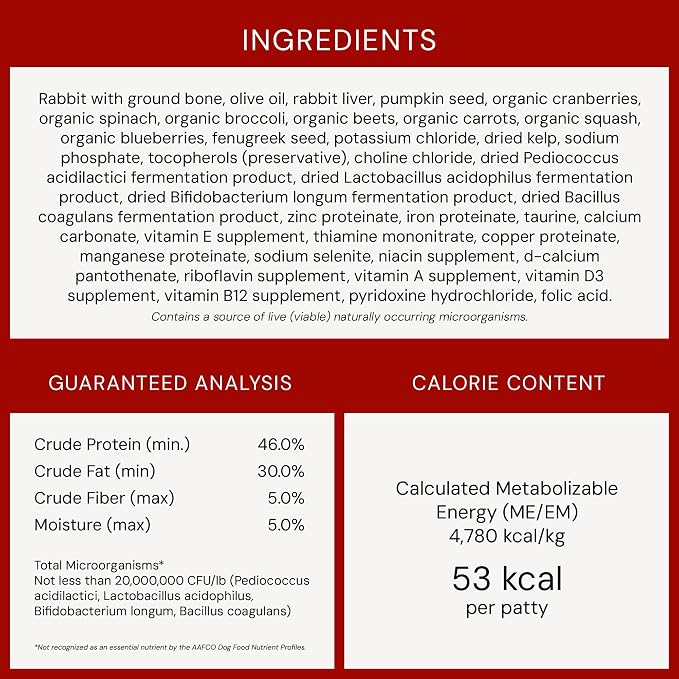 Stella & Chewy's Freeze-Dried Raw Dinner Patties - Absolutely Rabbit Recipe - High Protein Grain-Free Puppy & Dog Food - Perfect For Picky Eaters - 14 oz