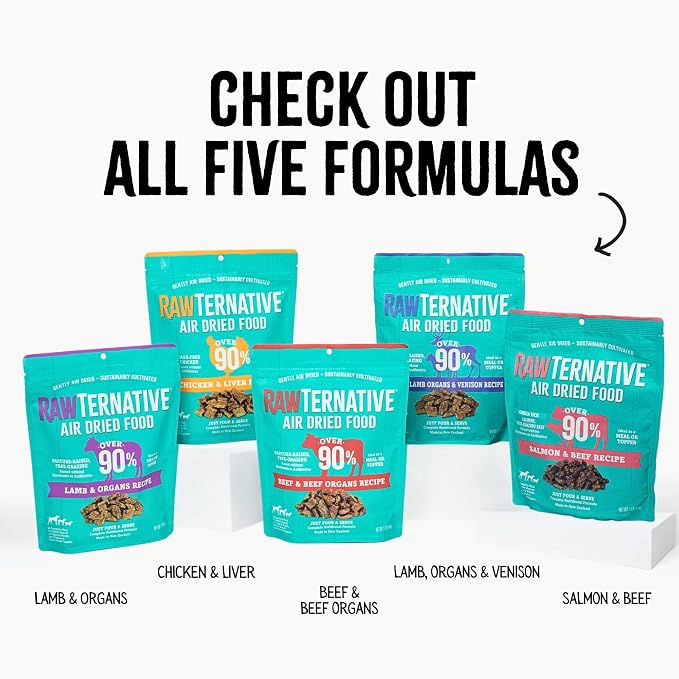 RawTernative Air Dried Dog Food, High Protein, Over 90% Real Beef & Beef Organs + New Zealand Green Mussels, Complete Meal or Topper, Grain Free, Gluten Free, Non GMO, (3 lb Bag)