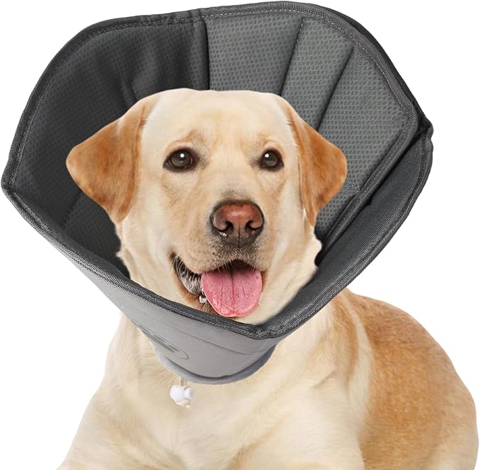 Soft Dog Cone After Surgery,Cone for Dogs to Stop Licking(Grey, M) | Breathable material,Comfy,Elizabethan cone collar alternative,Adjustable,Soft