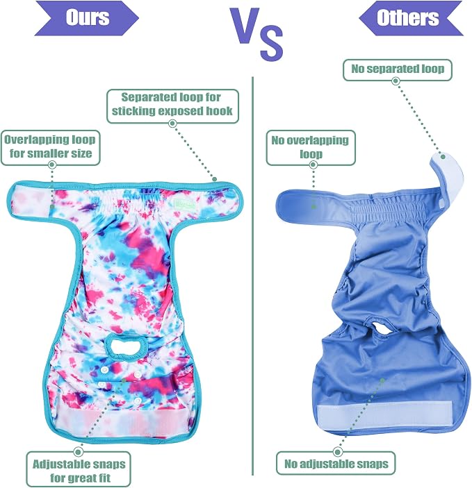 wegreeco Washable Reusable Premium Dog Diapers,Pack of 3,Small Dog Puppy & Doggy Diapers Female,Dog Period Panties Diapers Female in Heat Colourful M