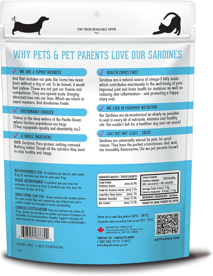 Granville Island Dehydrated Sardines Dog & Cat Treats (14 oz, Pack of 1)