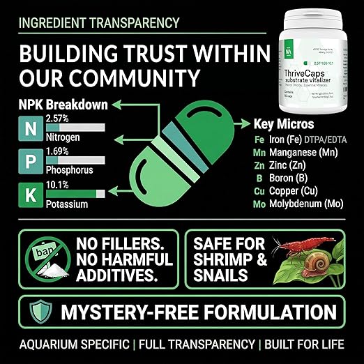ThriveCaps Aquarium Root Caps – Premium Root Fertilizer for Live Plants – Slow Release – Strong NPK + Micros – Safe for Shrimp & Snails – 60 Count