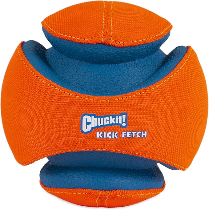 Chuckit! Kick Fetch Ball, Small & Flying Squirrel, Medium, Orange/Blue, Dog Toys for Medium Breeds
