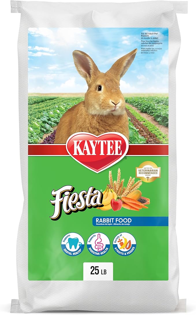 Kaytee Fiesta Rabbit Food, Nutritious and Fun Blend, Supports Dental Health and Digestion, 25 Pounds
