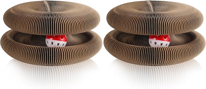 Cat Scratching Pads, C-Shape Magic Organ Interactive Cat Toy, Reversible Cat Scratch Furniture Protector, Brown Routine, 2 Pcs