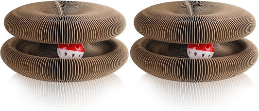 Cat Scratching Pads, C-Shape Magic Organ Interactive Cat Toy, Reversible Cat Scratch Furniture Protector, Brown Routine, 2 Pcs