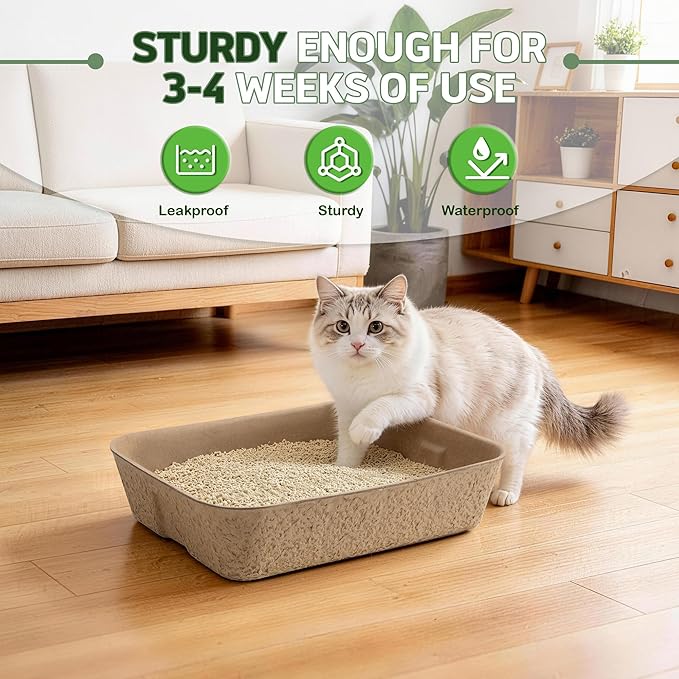 Disposable Litter Boxes for Cats 4-Pack Extra Thick & Sturdy Box Eco-Friendly Cat Travel Cardboard Portable Kitty Litterbox Jumbo Litter Pans for Kitten Leakproof Sustainable for Indoor Outdoor Use