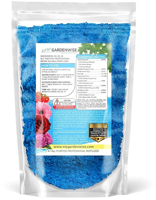 Gardenwise 20-20-20 Water-Soluble Fertilizer – Powder for Liquid Plant Food for Indoor & Outdoor Plants, Orchids, Vegetables, Lawns, Flowers – 20 20 20 Fertilizer 3 Quarts (6 lbs)
