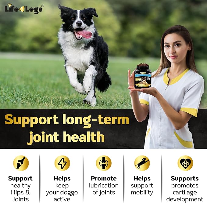Premium Hip and Joint Supplement for Dogs, Glucosamine for Dogs with Chondroitin, MSM, Turmeric & Omega 3, Daily Dog Joint Supplement Soft Chews, Bacon, 30 Count