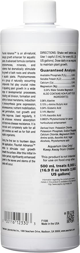 Seachem Flourish Tabs Growth Supplement - Aquatic Plant Stimulant 40 ct & Flourish Advance Growth Supplement - Aquatic Plant Aid 500 ml