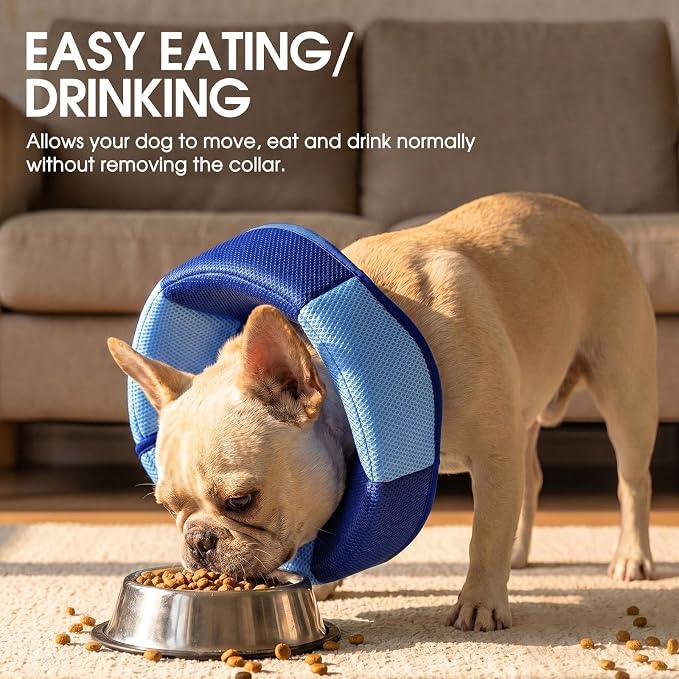 Dog Cone - Soft Cone for Dogs to Stop Licking, Pet E-Collar Alternative After Surgery, Adjustable Pet Recovery Collar for Wound Healing, Dark Blue Medium