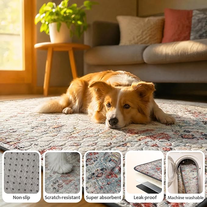 Washable Pee Pads for Dogs, Reusable Puppy Potty Training Pads, Ultra-Absorbent Thick Waterproof Leak-Proof Non-Slip Pads & Mat for Crate, Playpen, Floor, Whelping & Housebreaking , 2 Pack 24"x36"