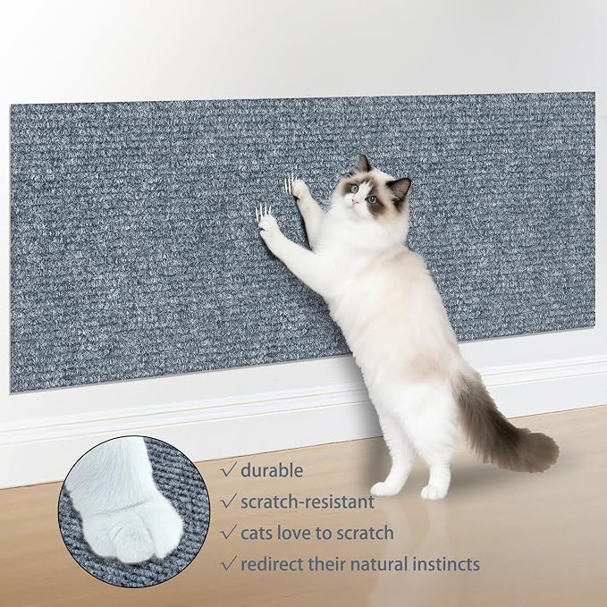 ICOOP Cat Scratch Furniture Protector Sofa Protector for Cats Light Grey Couch Cat Scratch Protector Self-Adhesive DIY Trimmable Wall Mounted Cats Scratcher for for Leather Couch Corner 15.8"×47.2"