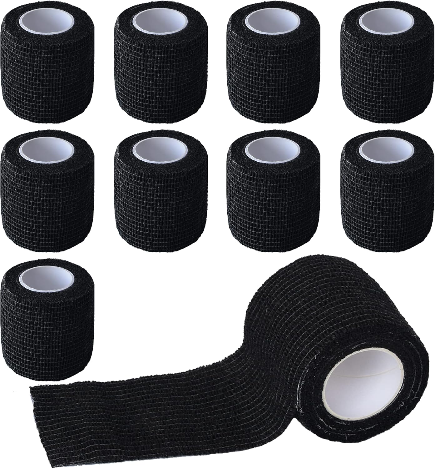 9 Pack 2" x 5 Yards Self Adhesive Bandage Wrap Self Stick Wrap for Ankle, Wrist, Finger, Sports, Breathable Cohesive Vet Tape for Pets (Black)