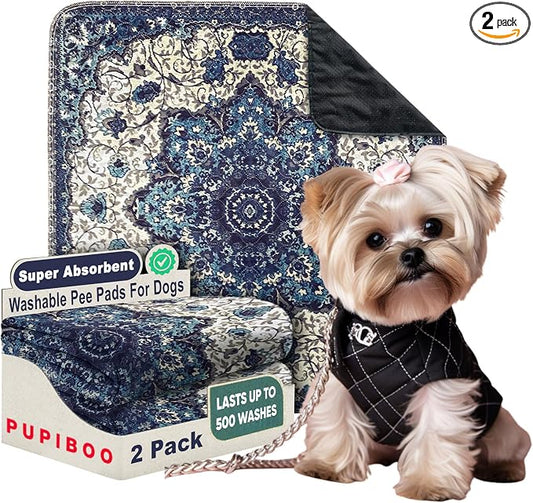 PUPIBOO Washable Pee Pads for Dogs and Cats - Super Absorbent Reusable Puppy Training Pads - 100% Waterproof, Leak-Proof & Non-Slip Whelping Pads for Pet Housebreaking