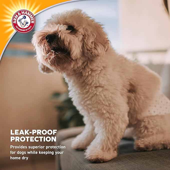 Arm & Hammer for Pets Disposable Female Dog Diapers with Odor Control and Wetness Indicator, Leak Resistant Dog Diapers for Incontinence and Heat Cycles, Size Medium 16.5–21 in Waist, 12 Count - 6 Pk
