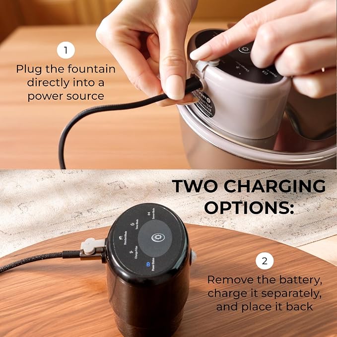Wireless Cat Water Fountain Stainless Steel 108oz/3.2L | 5200mAh Battery, 50-Day Autonomy, Motion Sensor, Ultra Quiet, BPA-Free, Multi-Filtration - Black