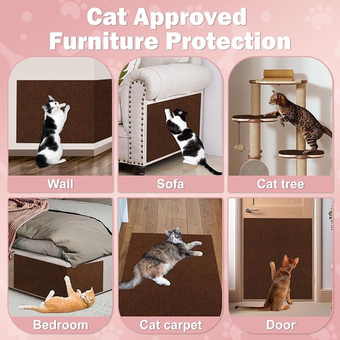 ENONCI Anit Cat Scratch Couch Furniture Protector,78.7x15.8 Cat Wall Corner Scratcher Pads Mat,DIY Cats Scratching Carpet Post Board Replacement