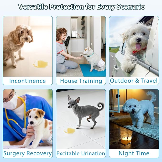 Dog Diapers Male 100Ct, Male Dog Diapers Disposable with Wetness Indicator, Adjustable Puppy Diapers, Super Absorbent & Breathable Male Dog Wraps, 360 ° Leak-Proof for Incontinence & Marking, S