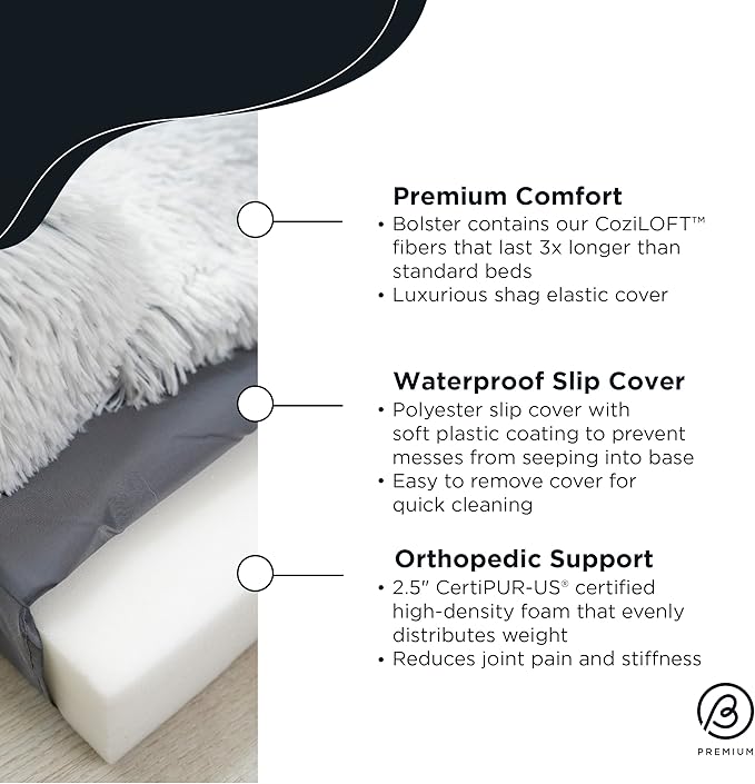 Best Friends by Sheri Nap Mat Dog Bed with Bolster - Washable Crate Pad, Removable Cover, Frost, Large, 36x21