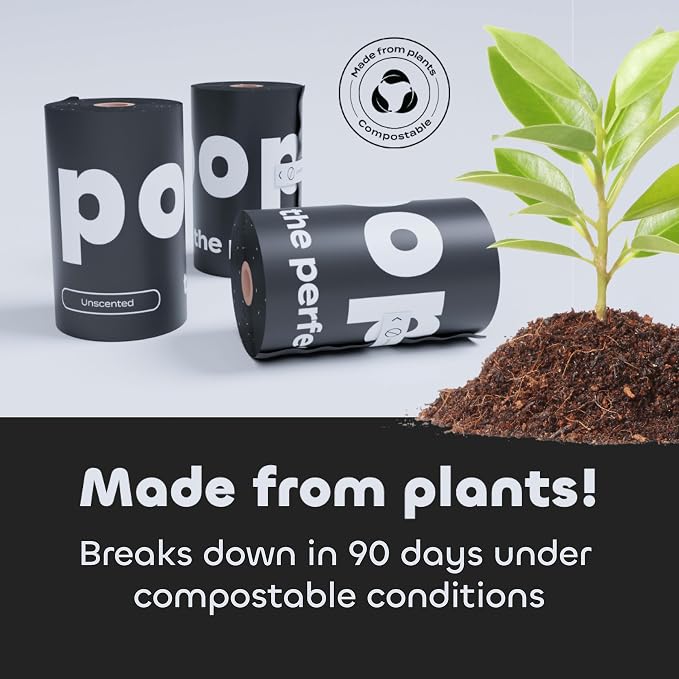 Unscented Dog Poop Bags - Extra Thick Leak Proof for Dogs - Certified Compostable - Earthminded Essential Accessory for Daily Walks and Easy Cleanup - 360 Bags
