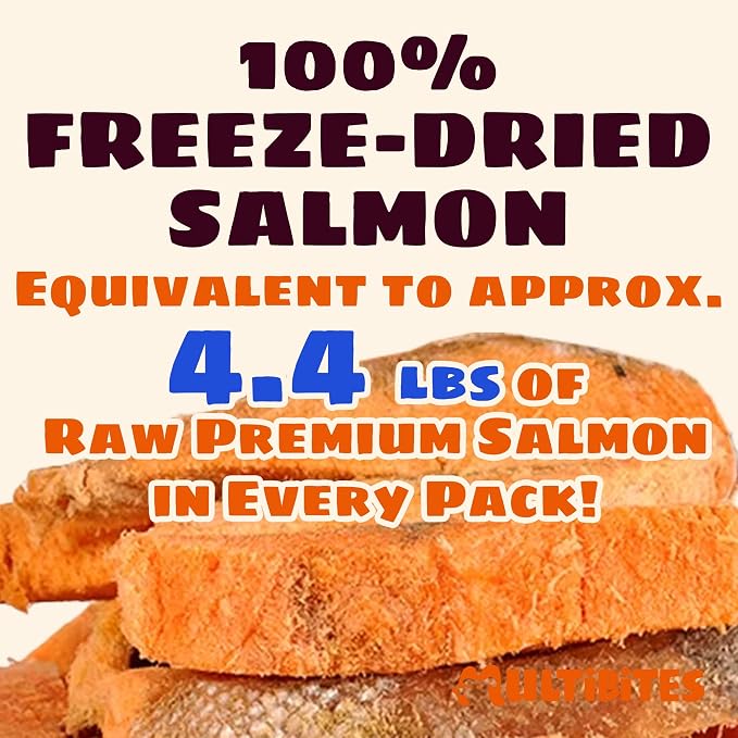 14.1oz Freeze Dried Salmon Treats for Dogs, Single Ingredient Dog Treat with Wild Caught Salmon & Omega-3, High Protein & Grain Free Puppy Training Treats & Food Toppers