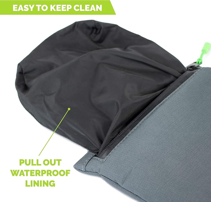 Tuff Mutt Dog Poop Bag Holder with Dispenser, Odor-Blocking Liner and Water-Resistant Fabric, Holds Full Dog Waste Bags, Adjustable Waist Belt, Includes Doggy Poop Roll