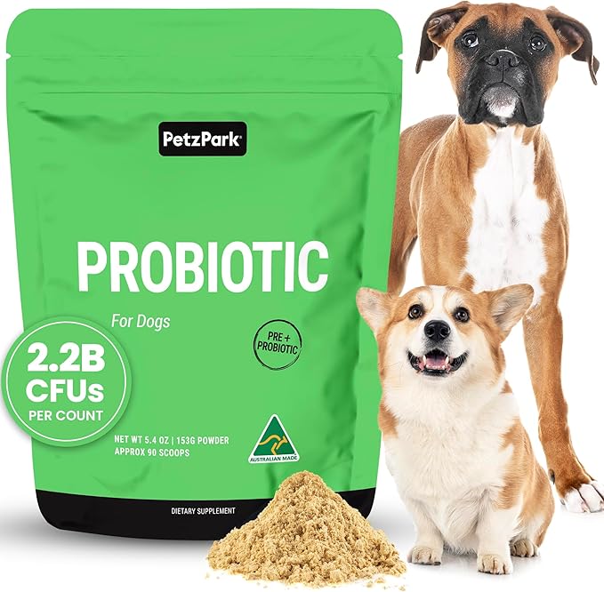 Petz Park Dog Probiotic 90 Scoops, Probiotics for Dogs Powder, Gut Health Supplement for Dogs, Paw Licking and Digestive Support, Dog Food Topper Made in Australia