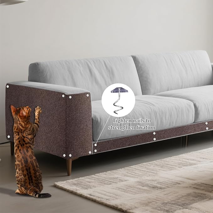 2 Pack Cat Scratch Furniture Protector Trimmable DIY Climbing Scratching for Indoor Couch Protector from Cat Claws, Walls and Tower Replacement (Brown, 15.7'' x 23.6'')