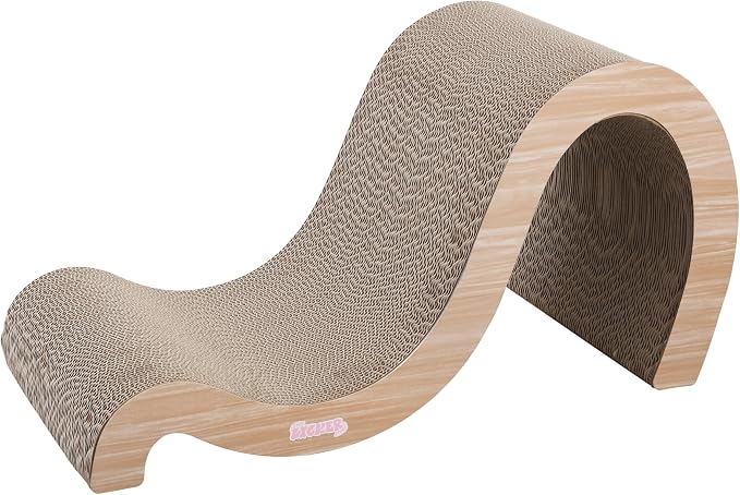 CSR1013C Kona 27" Modern Cardboard Double-Sided Wave Cat Scratcher with Catnip, Oak Wood