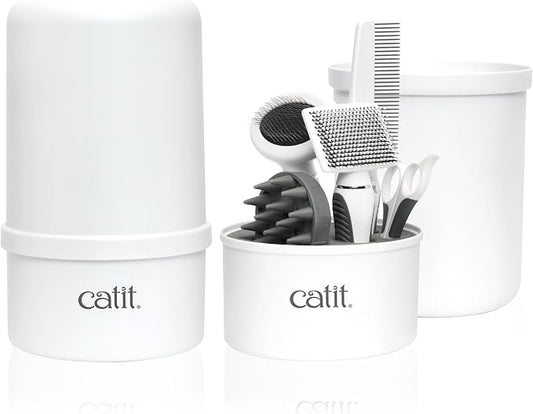 Catit Senses 2.0 Short Hair Cat Grooming Kit,White, 6 Piece Set