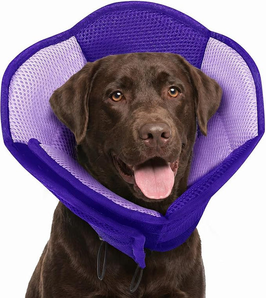 AOFITEE Large Dog Cone - Adjustable Dog Cone to Stop Licking, Foldable Extra Large Cones Dogs for Wound Healing, Pet Elizabethan Cones Collar After Surgery, XL Fabric Pet Neck Collar, Purple X-Large