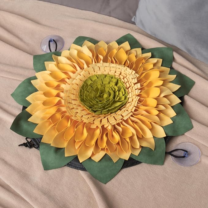 Snuffle Mat for Dogs Sunflower, 20" x 20" Dog Cat Snuffle Mat Interactive Feed Game for Boredom, Encourages Natural Foraging Skills and Stress Relief, Enrichment Toys for All Dog Sizes