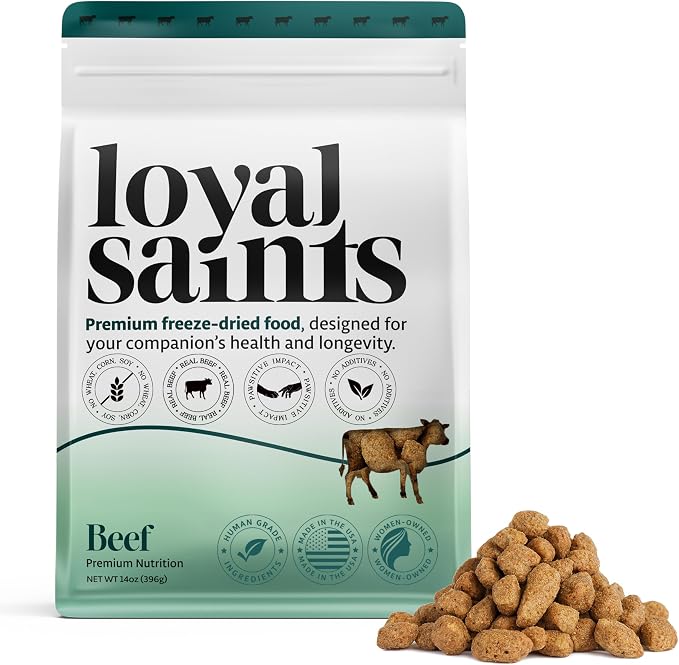 Human Grade Freeze Dried Raw Dog Food, Premium Beef, Made in USA with USDA Organic Produce, High Protein, Grain Free, Complete Meal or Topper for All Breeds, 5 oz