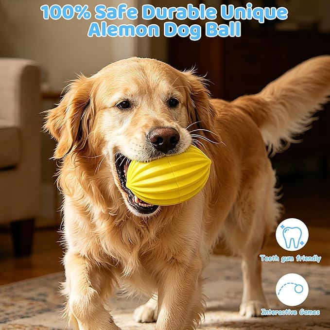 Yipetor Smart Interactive Dog Toy Ball,【Alemon Balls】 Automatic Moving Vibrating Oval Dog Ball, Gentle Bouncing & Self Rotating, Type-C Rechargeable Dog Toys to Keep Medium Large Dogs Busy, 3 Inch