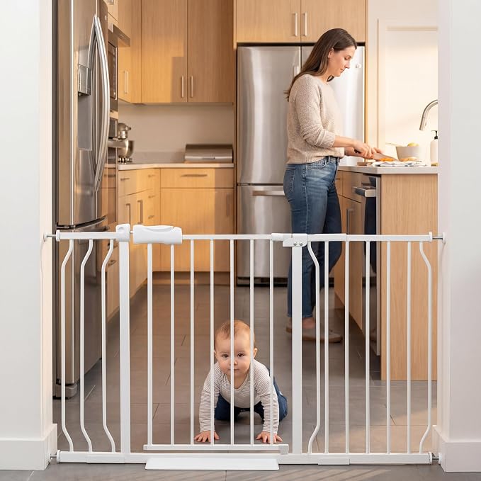Baby Gates Extra Wide 48.03-52.76 Inch Large Long Baby Gate for Stairs Tension Pet Dog Gates Indoor for Doorways,No Drilling Pressure Mounted Pet Gates for Kids