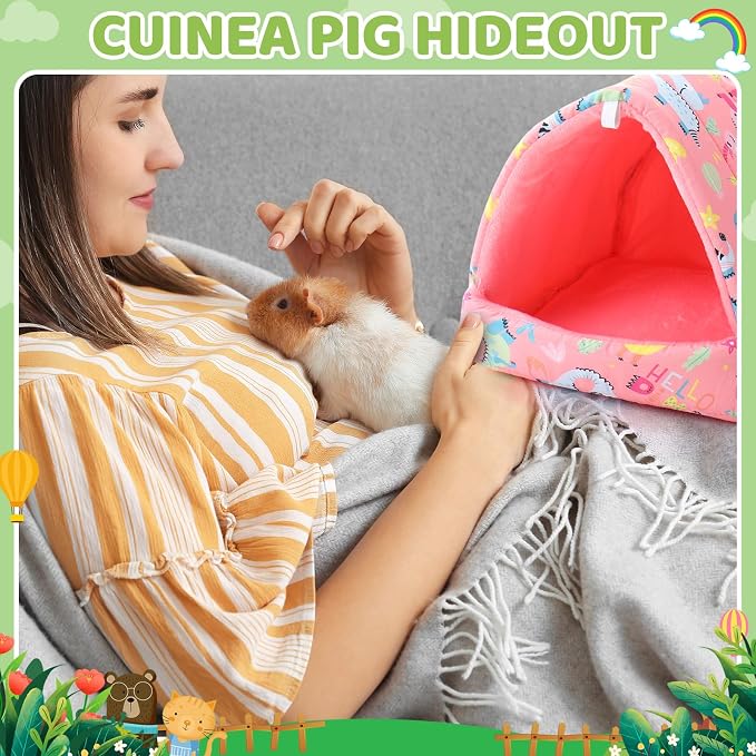 Ripeng 6 Pcs Guinea Pig Hideout Guinea Pig Bed House Rabbit Tunnel Washable Small House Cage Accessories for Hedgehog Mouse Chinchillas Hamster Ferrets Bearded Rats(7.1 7.9inch Cute Animals)