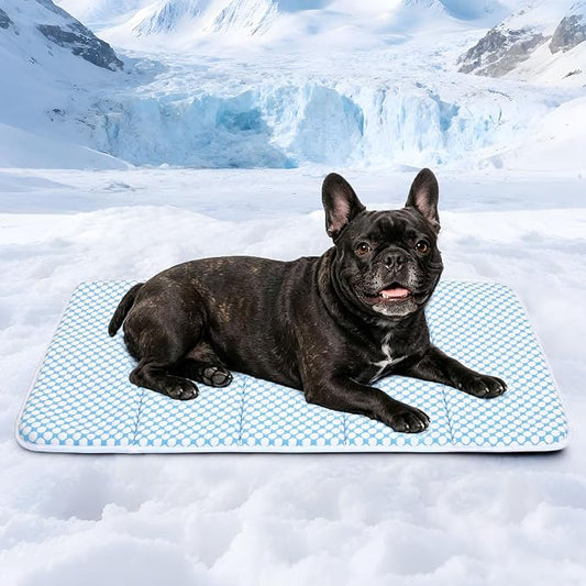 Dog Cooling Mat for Large Dogs – 30"x20" Orthopedic Memory Foam Pad for Summer, Hot Weather & Joint Relief | Washable, Non-Slip Crate Mat for Senior Dogs, Travel & Home (Blue)