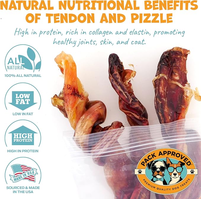 Pack Approved Long Lasting Dog Chews Bundle - Beef Cheek Rolls & Bull Beef Twists for Medium to Large Dogs